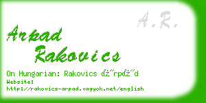 arpad rakovics business card